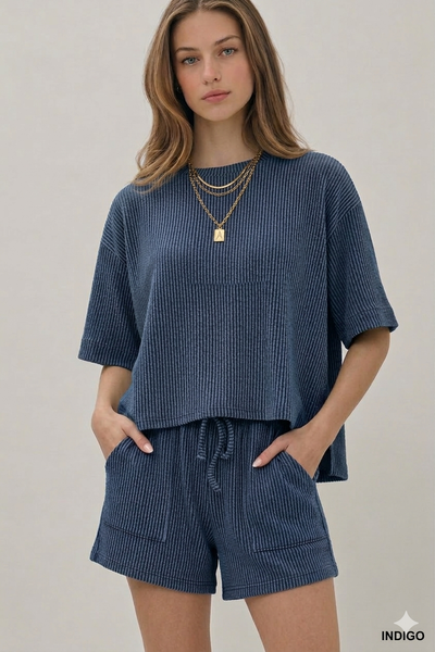 Ribbed Short Sleeve Tee & Shorts Set