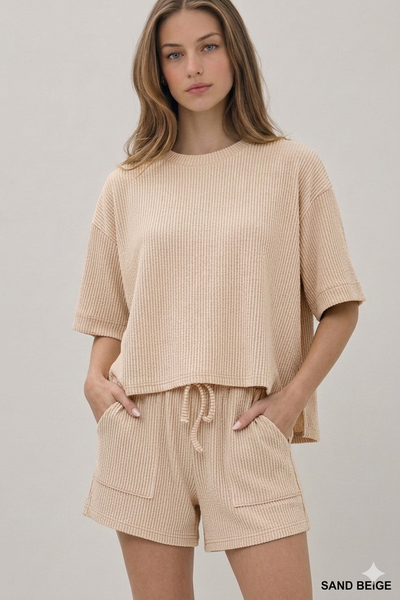 Ribbed Short Sleeve Tee & Shorts Set