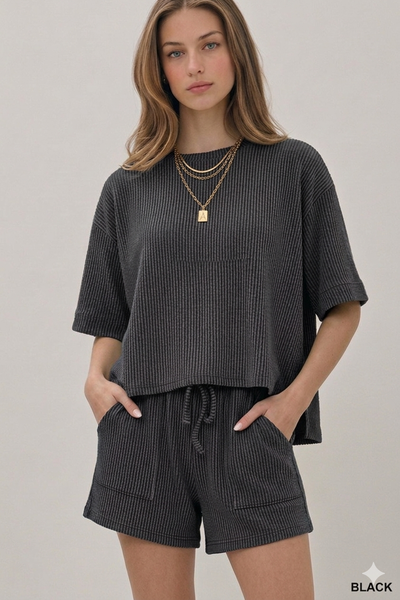 Ribbed Short Sleeve Tee & Shorts Set