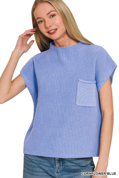 100% Cotton Mock Neck Short Sleeve Knit Top