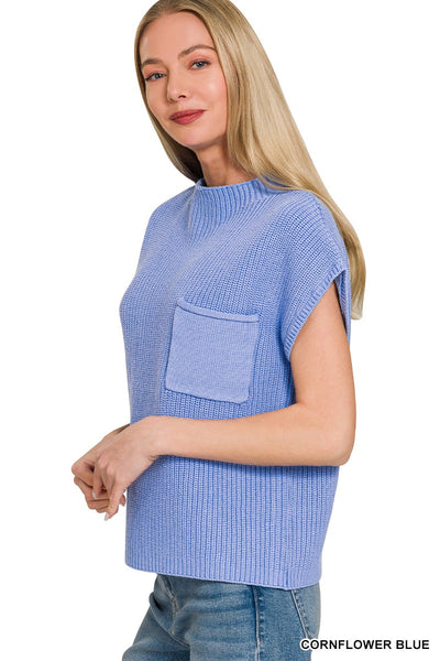 100% Cotton Mock Neck Short Sleeve Knit Top
