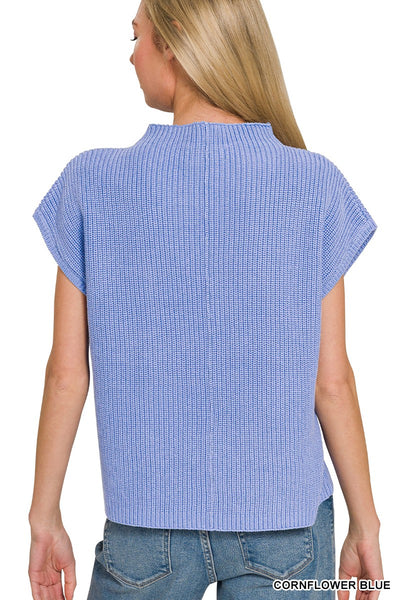 100% Cotton Mock Neck Short Sleeve Knit Top
