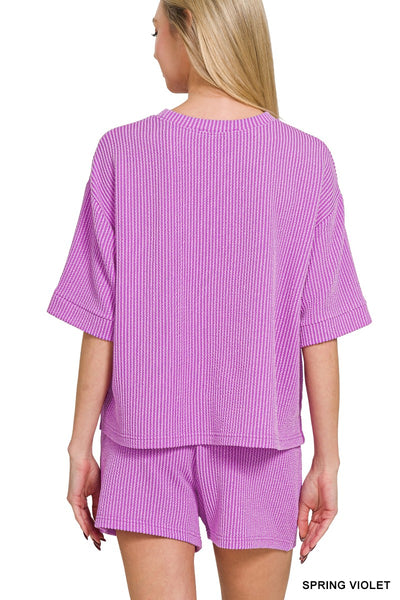 Ribbed Short Sleeve Tee & Shorts Set