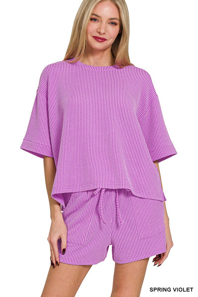 Ribbed Short Sleeve Tee & Shorts Set