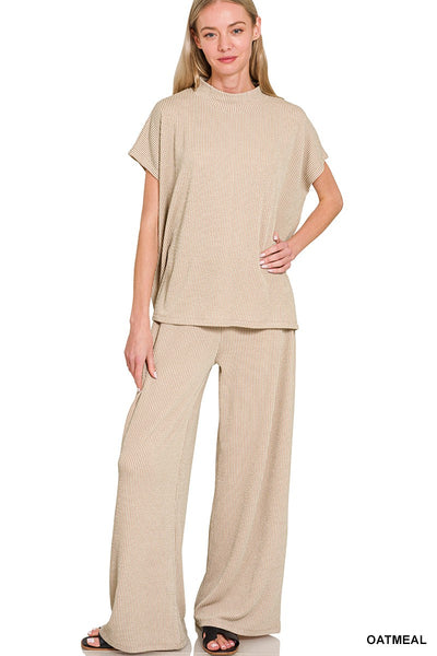 Ribbed Short Sleeve Tee & Pants Set