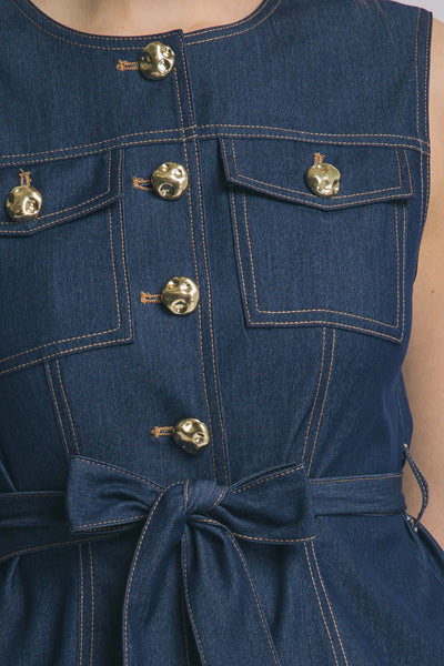 Super Soft Denim Belted Vest