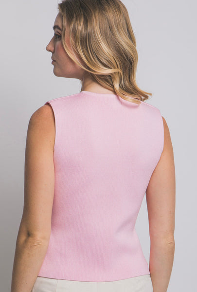 Knit Golden Button V-neck Vest Top