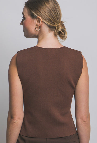 Knit Golden Button V-neck Vest Top