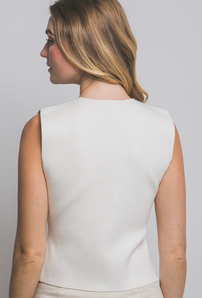 Knit Golden Button V-neck Vest Top