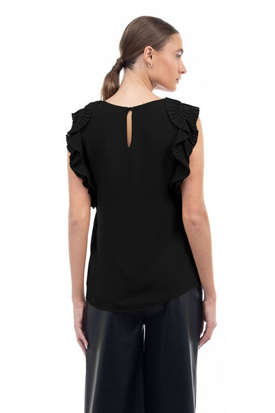 Pleated Flutter Sleeve Blouse