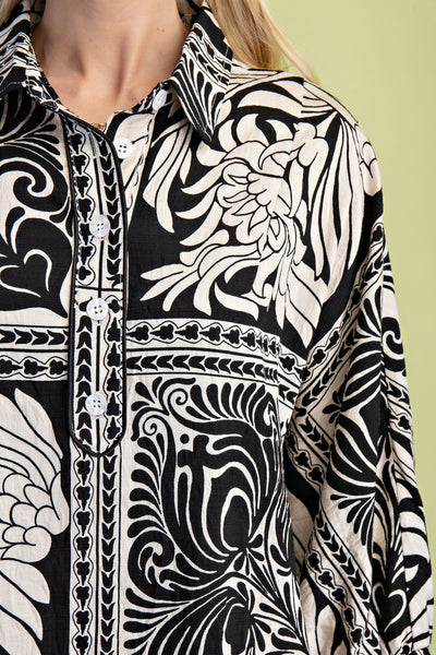 Marbled Bandanna Print Relaxed Fit Shirt Dress