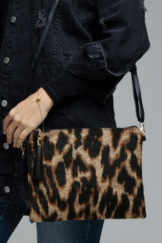 Faux Fur Leopard Crossbody Bag