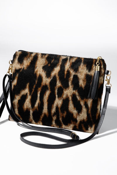 Faux Fur Leopard Crossbody Bag