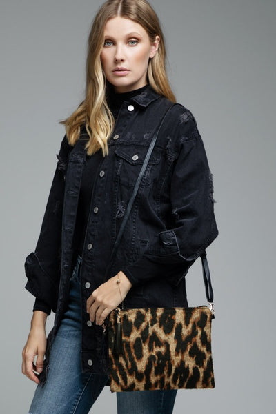 Faux Fur Leopard Crossbody Bag