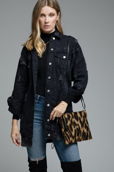 Faux Fur Leopard Crossbody Bag