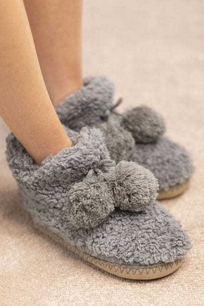 Cozy Booties Slipper with Ball Accent