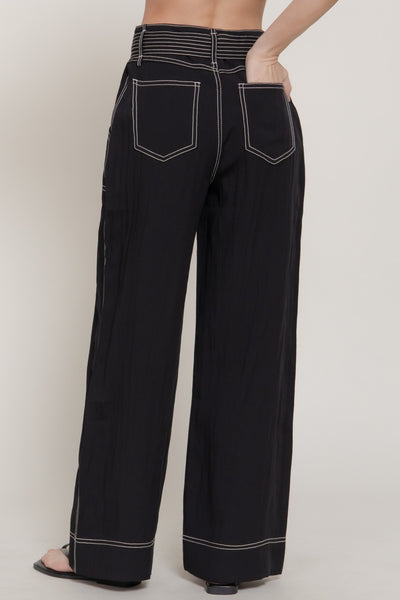 Belted Wide Leg Woven Pants