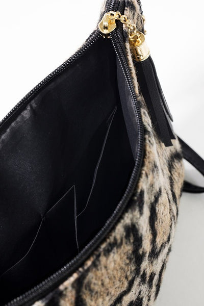 Faux Fur Animal Print Crossbody/Clutch Bag