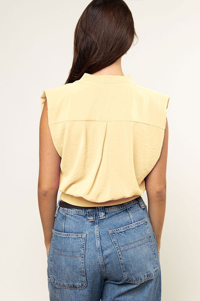 Top With Shoulder Pads And Rib Trim Detail