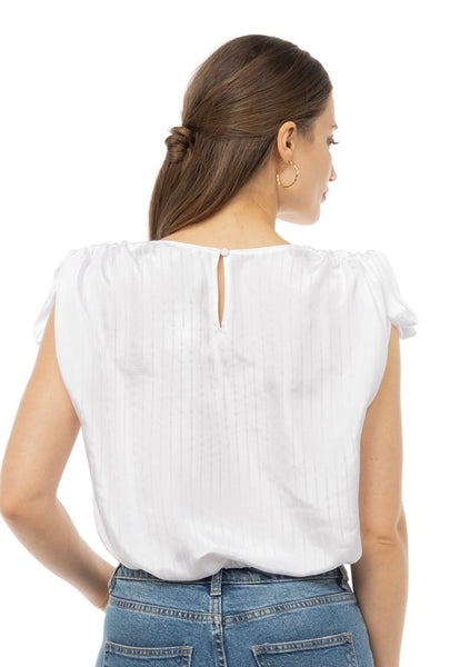Drawstring Shoulder Blouse With Waist Elastic