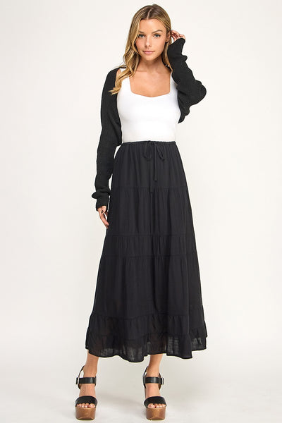 Linen Blend Maxi Skirt