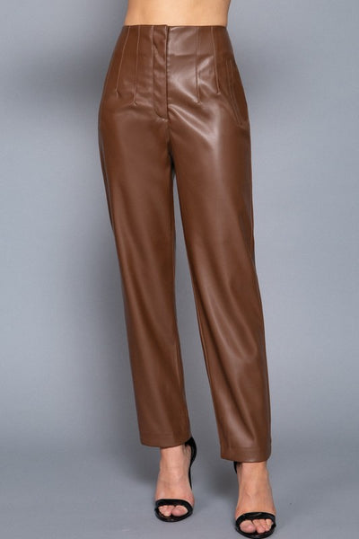 High Waist Cigarrette Faux Leather Pants