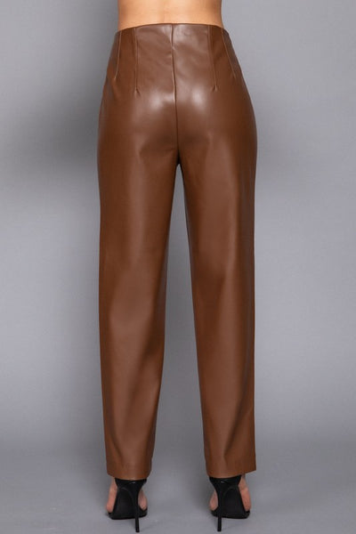 High Waist Cigarrette Faux Leather Pants