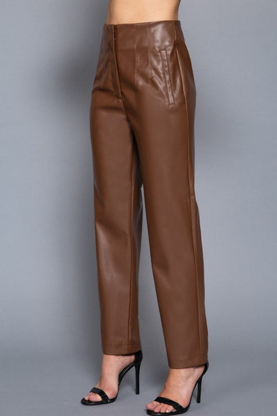 High Waist Cigarrette Faux Leather Pants