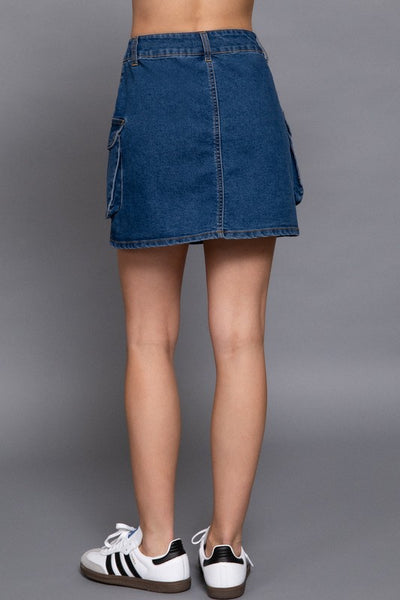 Stretch Denim Cargo Skirt