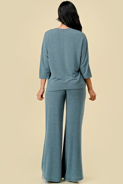 Super Soft Relaxed Fit 3/4 Sleeve Top + Pants Set