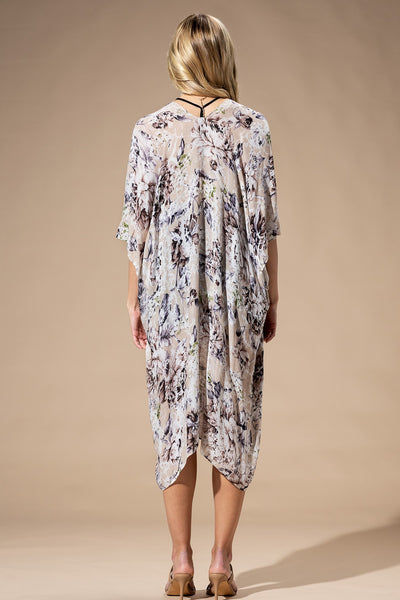 Beige Flowers Summer Kimono