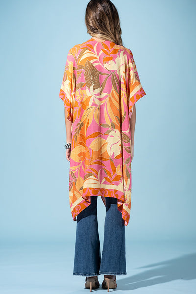 Coral Petals Summer Kimono
