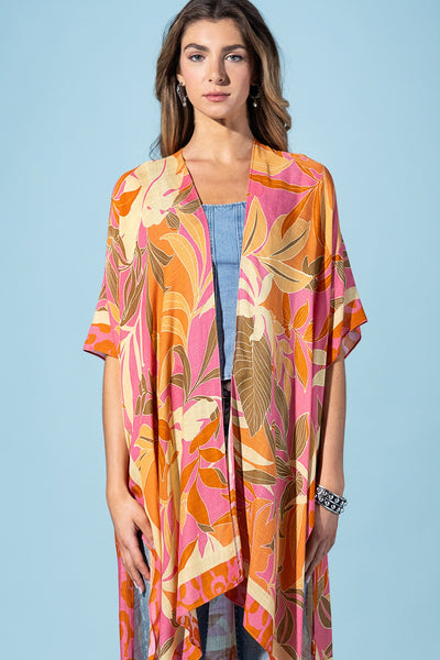 Coral Petals Summer Kimono