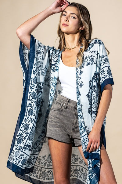Navy Mandala Summer Kimono