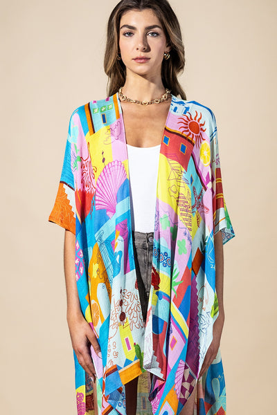 Coastal Pop Summer Kimono
