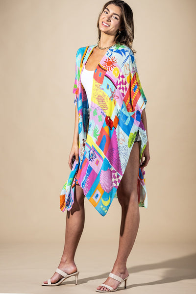 Coastal Pop Summer Kimono