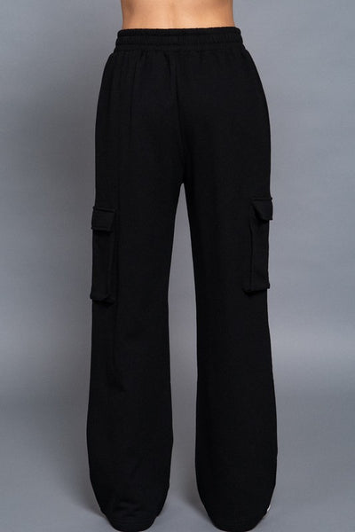 Fleeced Wideleg Cargo Pants