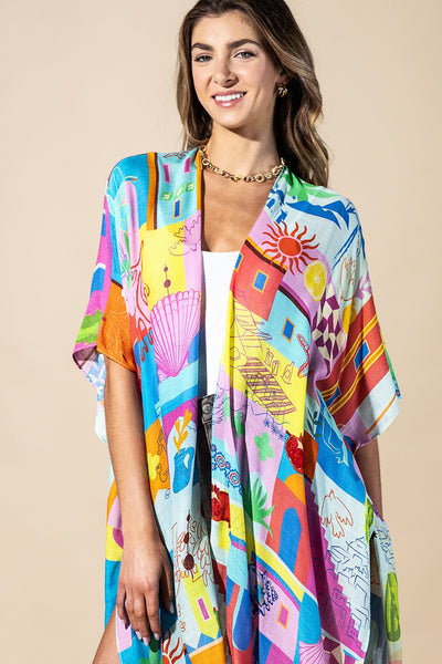 Coastal Pop Summer Kimono