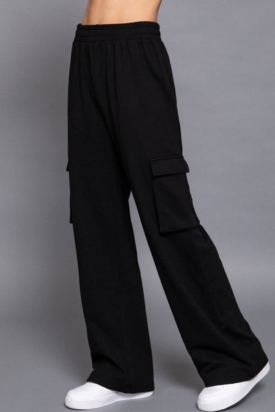 Fleeced Wideleg Cargo Pants