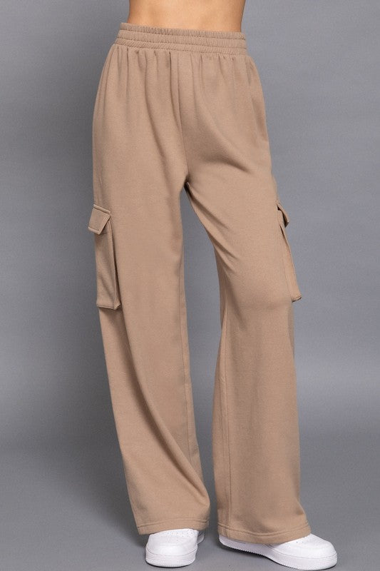 Fleeced Wideleg Cargo Pants