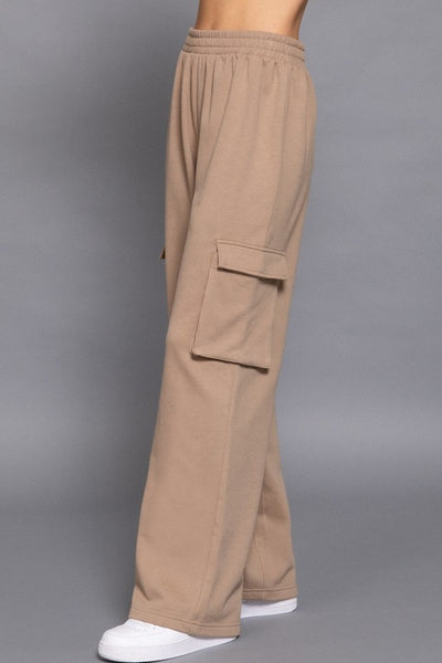 Fleeced Wideleg Cargo Pants