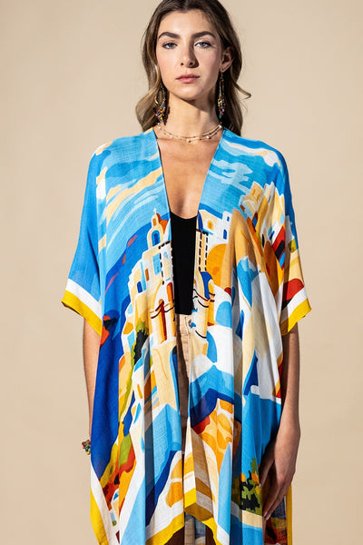 Santorini Horizon Summer Kimono