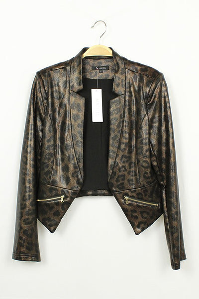 Leopard Print Open Front Jacket