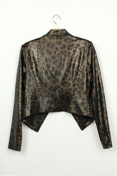 Leopard Print Open Front Jacket