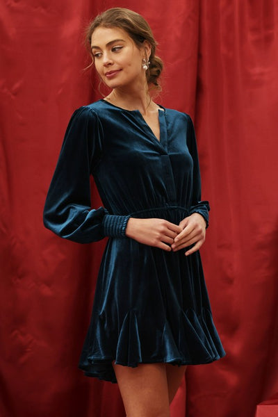 Velvet Godet Dress