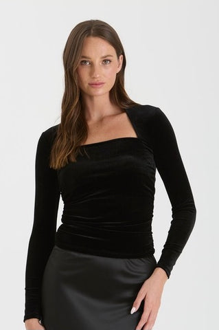 Velvet Square Neck Long Sleeve Top