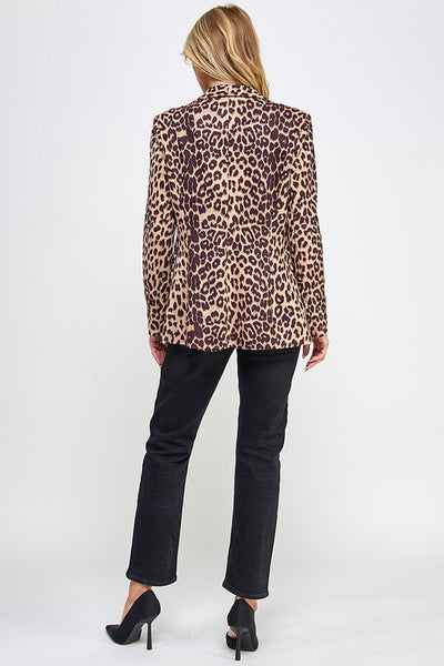 Suede Leopard Lapel Lined Jacket