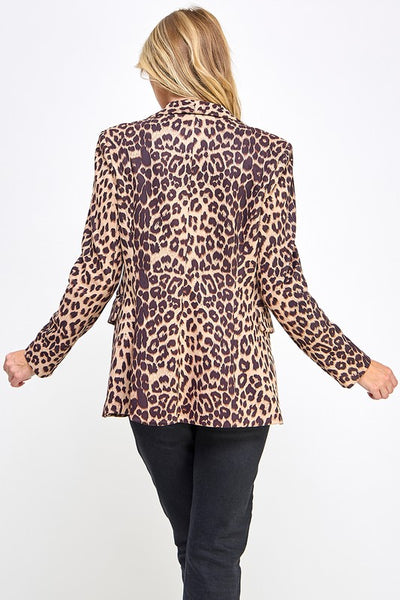 Suede Leopard Lapel Lined Jacket