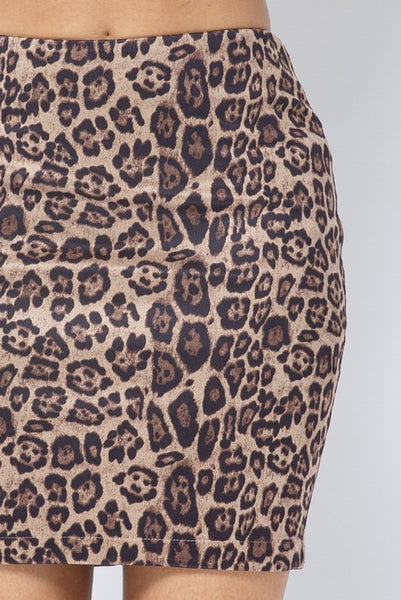 Suede Leopard Print Skirt