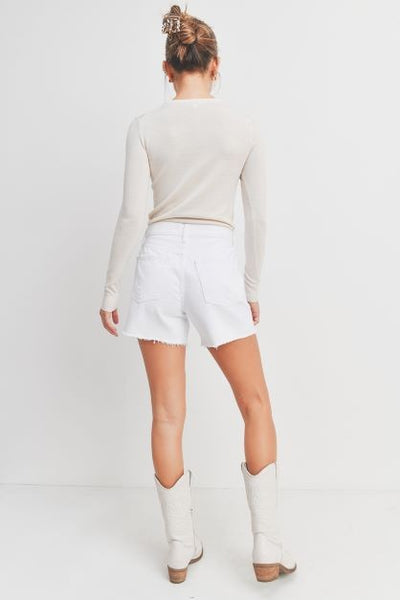 Denim Short Distressed de Tiro Alto